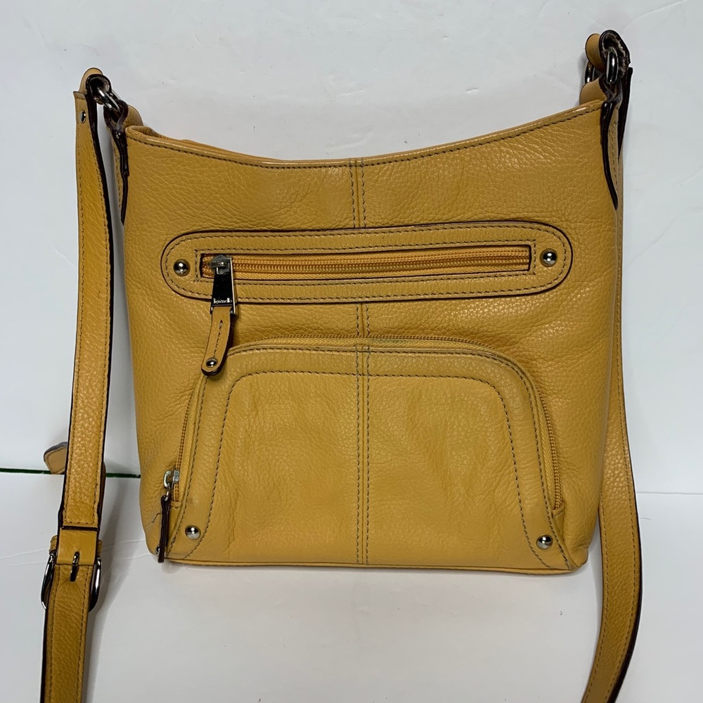 Tignanello Mustard Yellow Crossbody Bag Leather